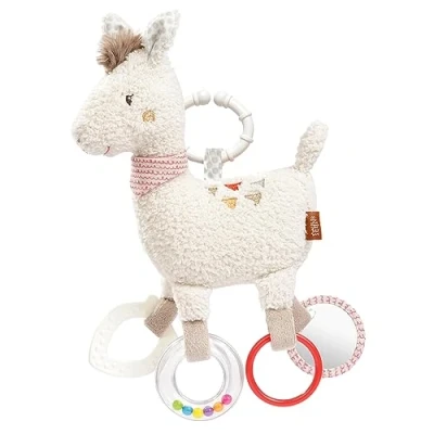 Image de Fehn Activity Jouet Lama de motricité avec anneau fixation Animal jeu éléments préhension à saisir et découvrir Doudou pour bébés jeunes enfants partir 0+ mois