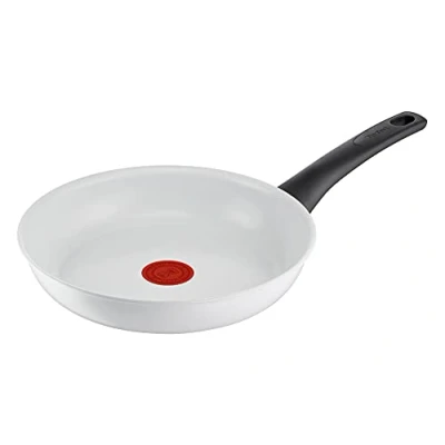 Image de Tefal C41704 Poêle à frire en céramique 24 cm Scellage sûr Indicateur de température thermique Nettoyage facile Convient l&#039;induction Blanc