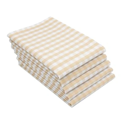 Image de ZOLLNER Set de 5 torchons, env. 50x70 cm, Beige Blanc à Carreaux