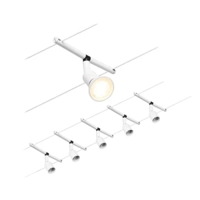Image de Paulmann 94458 CorDuo Set Système de Câbles Salt DC 5 x 10 watt max, Éclairage Extensible Blanc Mat Câble Matière Plastique GU5,3 sans Ampoules