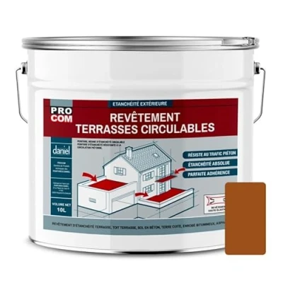 Image de Peinture, résine d&#039;étanchéité imperméabilisation terrasse circulable, balcon, sols extérieurs, béton, plusieurs coloris PROCOM 10 litres