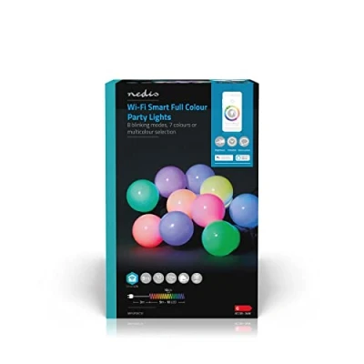 Image de NEDIS SmartLife LED Décorative Feux de la Fête RGB 10 LED&#039;s Intérieur et Extérieur Motifs Mouvement 9 m Android/IOS