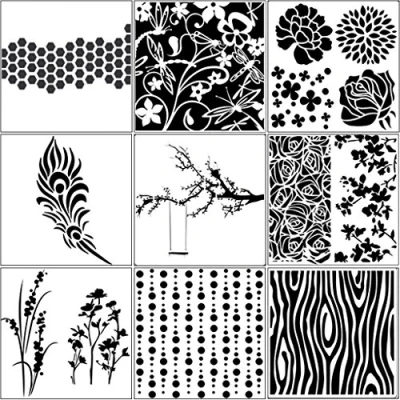Image de Lot de 9 pochoirs réutilisables en résine époxy pour scrapbooking