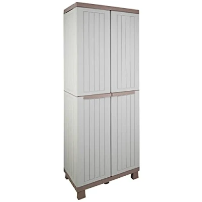 Image de Terry C Wood 2680, Armoire d&#039;Intérieur et d&#039;Extérieur, 2 Portes à Effet Bois, 3 Étagères Intérieures