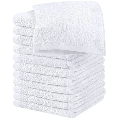 Image de Utopia Towels Lot de 12 débarbouillettes en Coton filé à l&#039;anneau, 100% qualité supérieure, très absorbantes et Douces au Toucher (Blanc)
