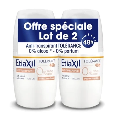 Image de ETIAXIL Anti transpirant Transpiration Modérée Aisselles Tolérance Roll on 50 ml lot de 2