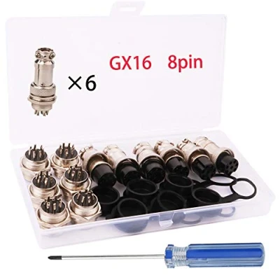 Image de RUNCCI YUN 6pcs 5 A 16mm 8broches/L&#039;aviation connecteur Plug+ 6 pcs en Caoutchouc Capuchon de Protection (métal Ton argenté)