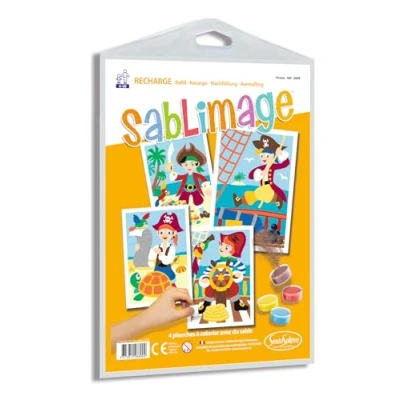 Image de SentoSphère RECHARGE SABLIMAGE PIRATES 889R Kit Loisir Créatif 4 planches à colorier avec du sable A partir de ans Fabriqué en France, Taille unique