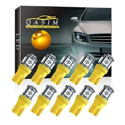 Image de Qasim 10x LED T10 W5W Ampoules 168 194 Ambre 5050 5 SMD para Feux de Dôme Intérieure Liseuses Cargo Éclairage la Plaque D&#039;immatriculation DC 12V
