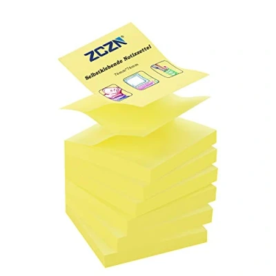 Image de ZCZN Z Notes, 6 Blocs Feuillets Autocollants Jaune Notes 76 x mm, 80 Feuilles par Bloc de 480