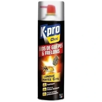 Image de K.PRO Choc Spray Aérosol Nid de Guêpes et Frelons Détruit à Distance les Nids Efficace sur le Frelon Asiatique Longue Portée Jet Puissant Ciblé Technique Professionnelle 500ml 1