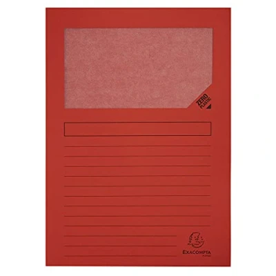 Image de Exacompta Réf. 50105E Paquet de 100 chemises à fenêtre sans plastique Forever® 120 g/m² couleurs vives 100% recyclées et certifiées Ange Bleu dimensions 22 x 31 cm pour A4 couleur rouge