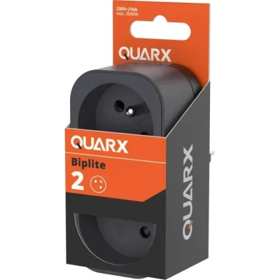 Image de Biplite QUARX 2P 16A Noir et gris anthracite, conforme NF