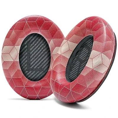Image de WC Coussinets améliorés pour écouteurs Bose QC35 et QC35ii (QuietComfort 35) par Wicked Cushions Cuir Souple, Mousse à mémoire de Forme Luxueuse, épaisseur Accrue, durabilité Accrue Hex Red