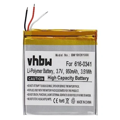 Image de vhbw Batterie Compatible avec Apple iPod Touch 1. Generation 8GB, MA623LL/B Lecteur de Musique MP3 (950mAh, 3,7V, Li polymère)