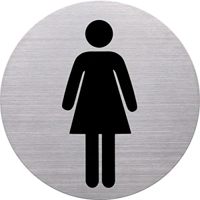 Image de Helit Pictogramme autocollant WC pour femme H6271000 Diamètre 115 mm, avec bande adhésive, acier inoxydable