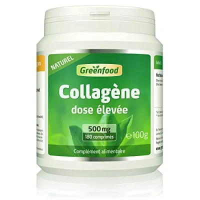 Image de Greenfood Collagène, 500 mg, dose élevée, 180 comprimes Sans additifs artificiels. organisme génétiquement modifié.