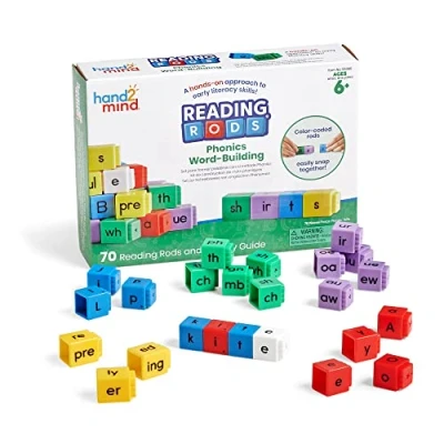 Image de Learning Resources construction de mots avec des sons Reading Rods , apprendre à lire, activités mots, jouets pour épeler, lettres l’alphabet Montessori, conscience phonémique
