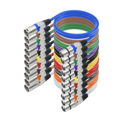 Image de Kixolo 10 Pack Câbles Xlr Symétriques,1M Multicolore,Câbles De Signal Dmx Pour l&#039;Éclairage Scène 3 Broches Mâle/Femelle,De Patch Microphones Multicolores