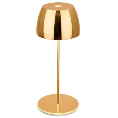 Image de BRILONER Mini lampe de table LED sans fil IP44 avec touche, variateur continu, batterie &amp; source lumineuse interchangeables, chevet, salon, LED, 8x20 cm (DxH), or brillant