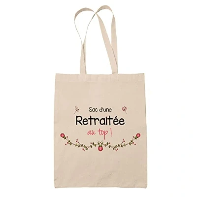 Image de Planetee Tote Bag Retraitée au Top Idée Cadeau Collègue Travail Retraite Sac Cabas Réutilisable