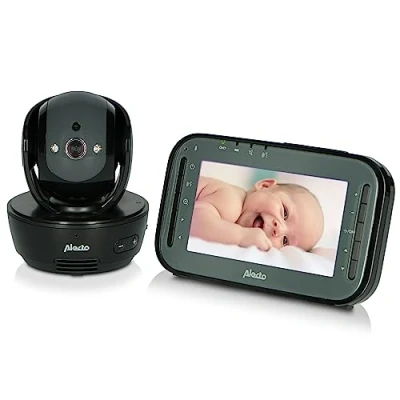 Image de Alecto DVM200MBK Babyphone sans fil avec caméra contrôlable 100 % interférence Moniteur d&#039;intérieur pour bébé vision nocturne et longue portée jusqu&#039;à 300 mètres 11 cm Écran