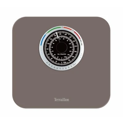 Image de TERRAILLON Balance Pèse Personne Mécanique Grand Cadran avec Indicateur d&#039;IMC, 150kg max Modèle &#039;Nautic Up&#039;, Marron
