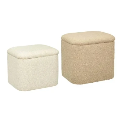 Image de Atmosphera Set de 2 poufs Dani en Bouclette L37,5/41,5cm