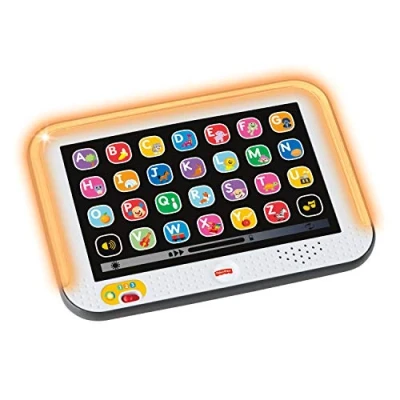 Image de Fisher Price Jouet Ma Tablette Éveil Progressif Rires et avec musique lumières, pour enfants à partir de 1 an, version française, CDG56