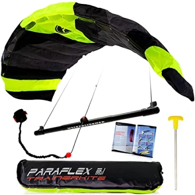 Image de Wolkenstürmer Paraflex Trainer 3.1 Jaune Fluo Aaile de Kitesurf 3 Lignes cerf Volant en complément Mountain Board Aile Traction