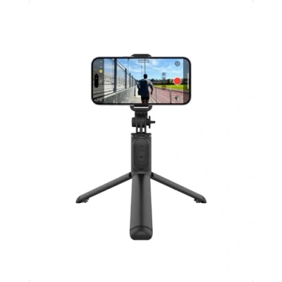 Image de Crong SelfieGo Lite Trépied compact pour perche à selfie Bluetooth (Noir)