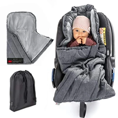 Image de Zamboo Chanceliere Cosy Universelle 3M Nid d&#039;Ange Bebe pour Siege Auto avec Harnais 3 ou 5 Points (PRO), Rembourrage Thinsulate, Sac Inclus Gris