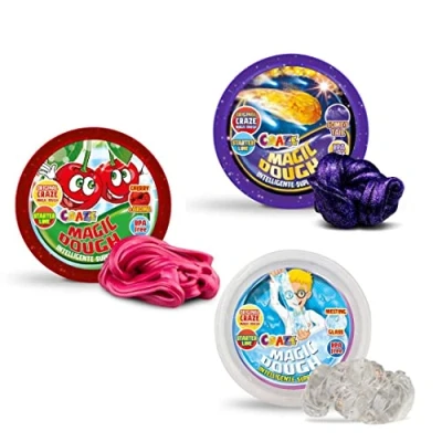 Image de MAGIC DOUGH Pack de 3 Pâte à modeler magique effets spéciaux , différente couleur &amp; senteur 3x boîtes 20g, Trié