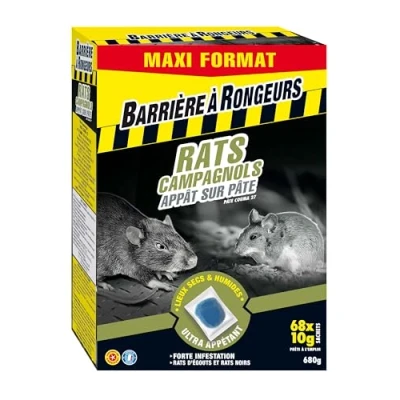 Image de BARRIERE A RONGEURS Rats et Campagnols, Appât sur Pâte Maxi Format 680 g, Lieux secs humides, BARACAMPAT680, Nicht Zutreffend