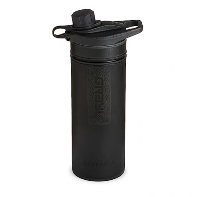 Image de GRAYL GeoPress 710 ml Filtre à Eau pour l&#039;extérieur potable I Élimine 99,99% de toutes les bactéries et virus Parfait le camping, la survie voyages (Covert Black)