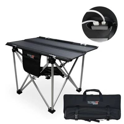 Image de Technaxx TX 251 Table de Camping Solaire Pliable, Noir, Standard