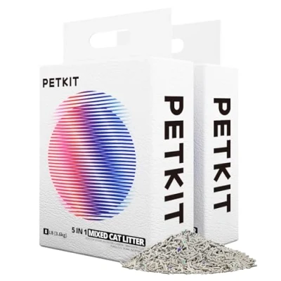 Image de PETKIT Litière Mixte 5 en 1 pour Chats,Chasse d&#039;eau，sans Odeur, avec Charbon Actif, Ultra Absorbante et à Séchage Rapide Tofu Chats(Deux Sacs)