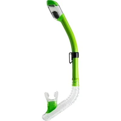 Image de Cressi Minidry Snorkel Tuba Snorkeling Plongée Enfant Unisexe, Transparent/Vert Fluo, Uni