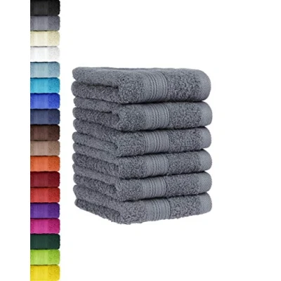 Image de Lot de 6 serviettes d&#039;invité 100 % coton Anthracite 30 x 50 cm