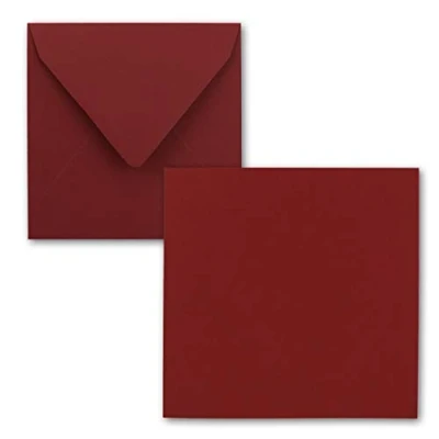Image de FarbenFroh® by GUSTAV NEUSER® Lot de 25 cartes simples, carrées, 15 x cm, avec enveloppes, en rouge foncé, pour vœux, etc.