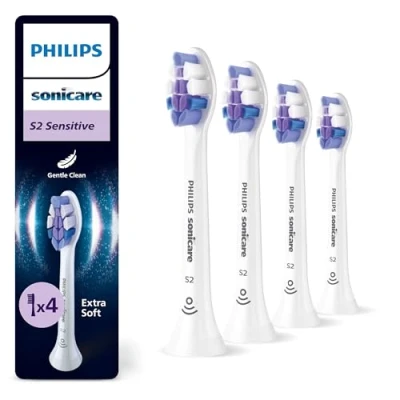 Image de Philips Sonicare S2 Sensitive têtes de brosse à dents rechange d&#039;origine, blanc, lot 4, HX6054/87