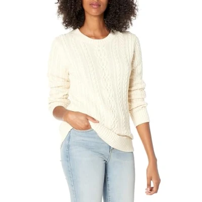 Image de Amazon Essentials Pull En Tricot Torsadé À Col Rond Et Manches Longues (Disponible Grande Taille) Femme, Blanc Crème, 4XL taille