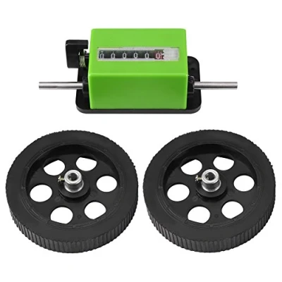 Image de PUSOKEI Compteur de mètre mécanique, Longueur à 6 Chiffres, avec 2 Roues roulement, pour Compter la du Textile, Impression, Cuir Artificiel, Vert