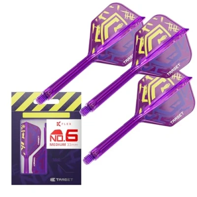 Image de Target Darts Luke Littler Champion du Monde K Flex Flights and Shaft System, No.6 Le Nuke 2025 Edition Kflex, Tous dans Un Volutes et Tiges Intégrés (Pack de 3) Moyen, 33mm
