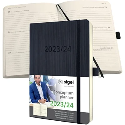 Image de SIGEL C2406 Agenda semainier 2023/2024, A5, couverture souple, noir Conceptum