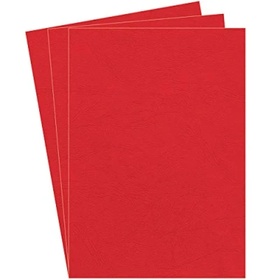 Image de Fellowes pack de 100 couvertures reliure Grain Cuir A4 pour dossiers, mémoires, projets etc Rouge 5370305