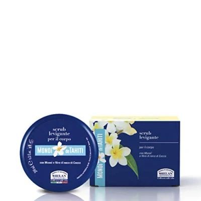 Image de Helan, Monoi de Tahiti, Gommage Corps Exfoliant, Exfoliant Lissant, Favorise un Bronzage Uniforme, Naturel et Agréable Scrub Gel Parfumé avec Extraits Noix Coco, 200 ml Made in Italy