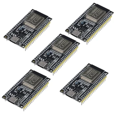 Image de AZDelivery Lot de 5 modules WiFi ESP32 NodeMCU Carte développement C avec port CP2102 et USB ESP 32 Wroom Compatible Arduino e book inclus