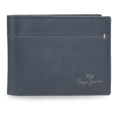 Image de Pepe Jeans Staple Portefeuille Horizontal avec Bleu 11,5 x 8 1 cm Cuir, Bleu, Talla única, Porte Monnaie