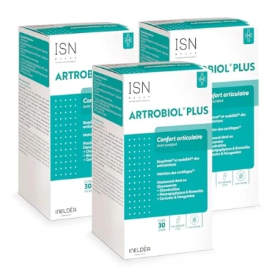 Image de ISN Ineldea Santé Naturelle Artrobiol Plus Complément alimentaire à base de Glucosamine, Chondroïtine, Harpagophytum Souplesse des Articulations Maintien du Cartilage &amp; Ossature Lot 3